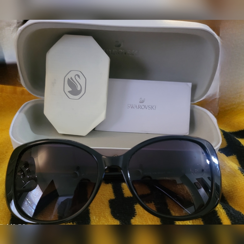 Swarovski Black Butterfly Sunglasses w/Smoke Lenses and Crystal Accents